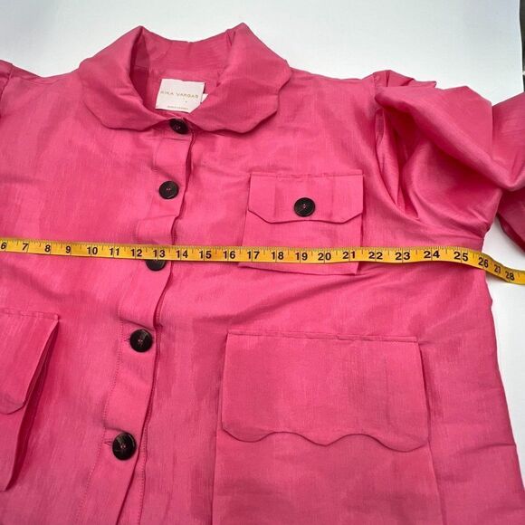 Kika Vargas L Pink Shimmer Scallop Pocket Jacket - Picture 14 of 16